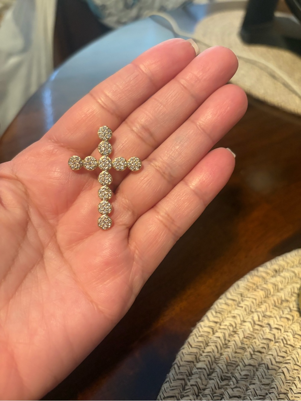 Beautiful Elegant Gold-Tone Cross Pendant with Pavé Crystals - Women's Jewelry